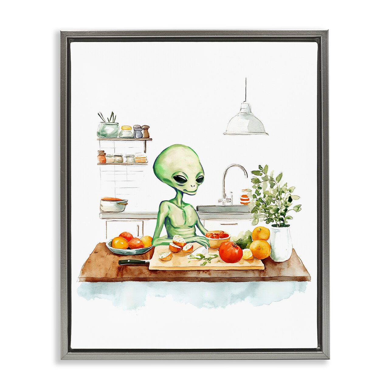 Stupell Industries Alien Cooking in Kitchen Floating Frame Design by Lil' Rue